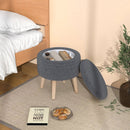 Round Storage Ottoman with Rubber Wood Legs and Adjustable Foot Pads by LJGDeals
