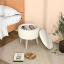 Round Storage Ottoman with Rubber Wood Legs and Adjustable Foot Pads by LJGDeals