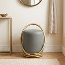 Round Vanity Stool with Gold Halo Design - Faux Leather by LJGDeals