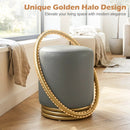 Round Vanity Stool with Gold Halo Design - Faux Leather by LJGDeals