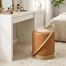 Round Vanity Stool with Gold Halo Design - Faux Leather by LJGDeals