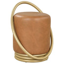 Round Vanity Stool with Gold Halo Design - Faux Leather by LJGDeals