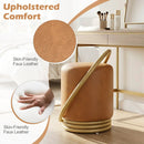 Round Vanity Stool with Gold Halo Design - Faux Leather by LJGDeals