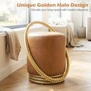 Round Vanity Stool with Gold Halo Design - Faux Leather by LJGDeals