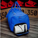 Royal Blue Leather Duffle Bag by Sole Premise
