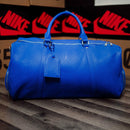 Royal Blue Leather Duffle Bag by Sole Premise