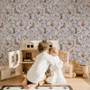 Enchanted Woodland Wallpaper - Storybook Animals & Florals
