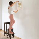 3-in-1 Rubber Wood 3 Tier Folding Step Stool Ladder Storage Shelf-Coffee by LJGDeals