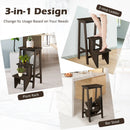 3-in-1 Rubber Wood 3 Tier Folding Step Stool Ladder Storage Shelf-Coffee by LJGDeals