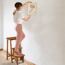 3-in-1 Rubber Wood 3 Tier Folding Step Stool Ladder Storage Shelf-Coffee