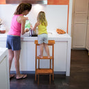 3-in-1 Rubber Wood 3 Tier Folding Step Stool Ladder Storage Shelf-Coffee