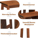 3-in-1 Rubber Wood 3 Tier Folding Step Stool Ladder Storage Shelf-Coffee
