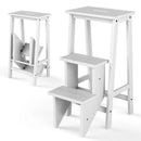 3-in-1 Rubber Wood 3 Tier Folding Step Stool Ladder Storage Shelf-Coffee by LJGDeals