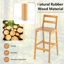 Set of 2 28 Inch Rubber Wood Armless Bar Stools with Backrest and Footrest-Natural by LJGDeals
