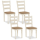 Dining Chairs Set of 4 with Padded Linen Seat & Slatted Back by LJGDeals
