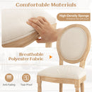 Rubber Wood Kitchen French Dining Chair Set of 2 with Sponge Padding and Round Backrest-Beige