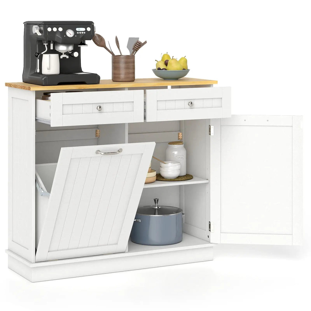 Kitchen Tilt Out Trash Cabinet with 2 Drawers and Adjustable Shelf, photo 12 of 33