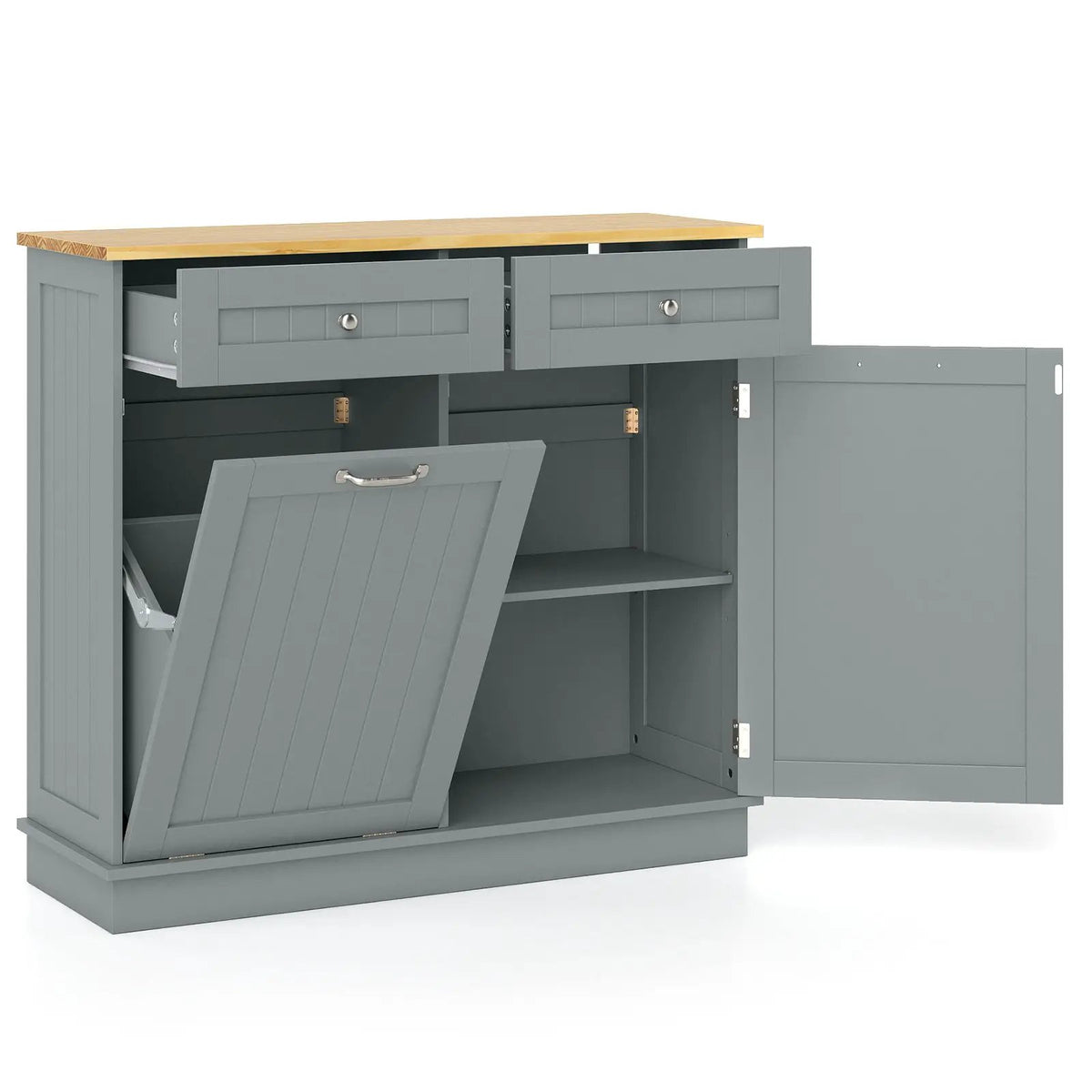 Kitchen Tilt Out Trash Cabinet with 2 Drawers and Adjustable Shelf, photo 13 of 33