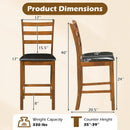 Rubber Wood Ladder Back Bar Stools Set of 2 24inch Counter Height Kitchen Island High Chairs by DirectDeals