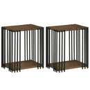 Rubber Wood Side Table Set of 2 with 2-Layer Storage Shelves and Metal Frame-Walnut by LJGDeals