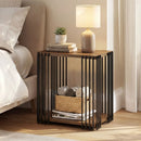 Rubber Wood Side Table with 2-Layer Storage Shelves and Metal Frame-Walnut by LJGDeals