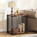 Rubber Wood Side Table with 2-Layer Storage Shelves and Metal Frame-Walnut by LJGDeals