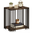 Rubber Wood Side Table with 2-Layer Storage Shelves and Metal Frame-Walnut