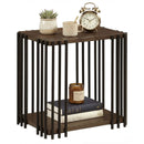 Rubber Wood Side Table with 2-Layer Storage Shelves and Metal Frame-Walnut by LJGDeals