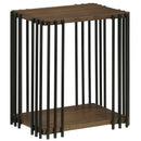 Rubber Wood Side Table with 2-Layer Storage Shelves and Metal Frame-Walnut by LJGDeals