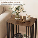Rubber Wood Side Table Set of 2 with 2-Layer Storage Shelves and Metal Frame-Walnut by LJGDeals