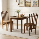 Rubber Wood Slat Back Dining Chairs Set of 2 - Brown by LJGDeals