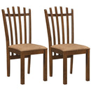 Rubber Wood Slat Back Dining Chairs Set of 2 - Brown by LJGDeals