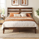 Twin Size Wood Platform Bed Frame with Slat Headboard
