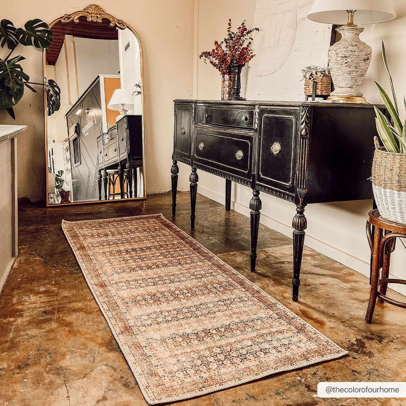 Maligaya Vintage Flat Pile Washable Rug