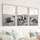 Black White Rustic Photo. Wall Art Set. Cows, Barn, Haystack by Wall Art Set