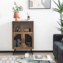 2-Door Farmhouse Kitchen Storage Bar Cabinet with Wine Rack and Glass Holder-Rustic Brown by DirectDeals