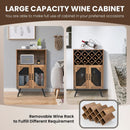 2-Door Farmhouse Kitchen Storage Bar Cabinet with Wine Rack and Glass Holder-Rustic Brown by DirectDeals