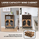 2-Door Farmhouse Kitchen Storage Bar Cabinet with Wine Rack and Glass Holder-Rustic Brown by LJGDeals