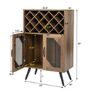 2-Door Farmhouse Kitchen Storage Bar Cabinet with Wine Rack and Glass Holder-Rustic Brown by DirectDeals