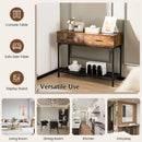2 Drawers Console Table with Metal Frame for Living Room-Rustic Brown by LJGDeals