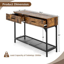 2 Drawers Console Table with Metal Frame for Living Room-Rustic Brown by LJGDeals