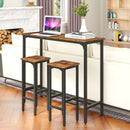 3 Pieces Industrial Bar Table and Chairs Set with Metal Frame-Rustic Brown by DirectDeals