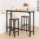 3 Pieces Industrial Bar Table and Chairs Set with Metal Frame-Rustic Brown by LJGDeals