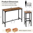 3 Pieces Industrial Bar Table and Chairs Set with Metal Frame-Rustic Brown by LJGDeals