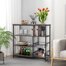 4-Tier Industrial Kitchen Baker's Rack with 2 Wire Baskets-Rustic Brown