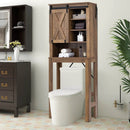 Wooden Bathroom Storage Cabinet with Sliding Barn Door and 3-level Adjustable Shelves-Rustic Brown by LJGDeals