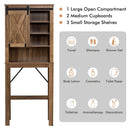 Wooden Bathroom Storage Cabinet with Sliding Barn Door and 3-level Adjustable Shelves-Rustic Brown by LJGDeals