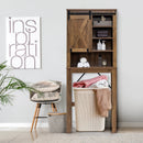 Wooden Bathroom Storage Cabinet with Sliding Barn Door and 3-level Adjustable Shelves-Rustic Brown by LJGDeals