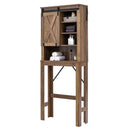 Wooden Bathroom Storage Cabinet with Sliding Barn Door and 3-level Adjustable Shelves-Rustic Brown by LJGDeals