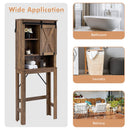 Wooden Bathroom Storage Cabinet with Sliding Barn Door and 3-level Adjustable Shelves-Rustic Brown
